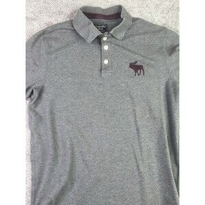 Abercrombie & Fitch Shirt Mens Medium Gray Short Sleeve Polo Casual Preppy Logo